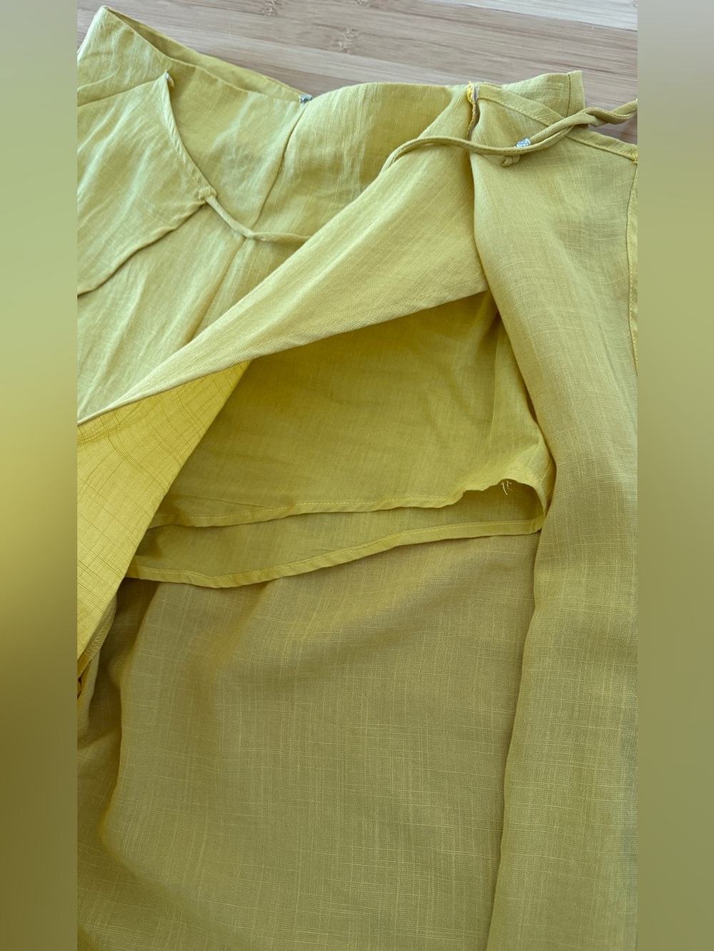 SJ Style Yellow Wide-Leg Split Panel Pants large petite tie waist - Picture 5 of 8
